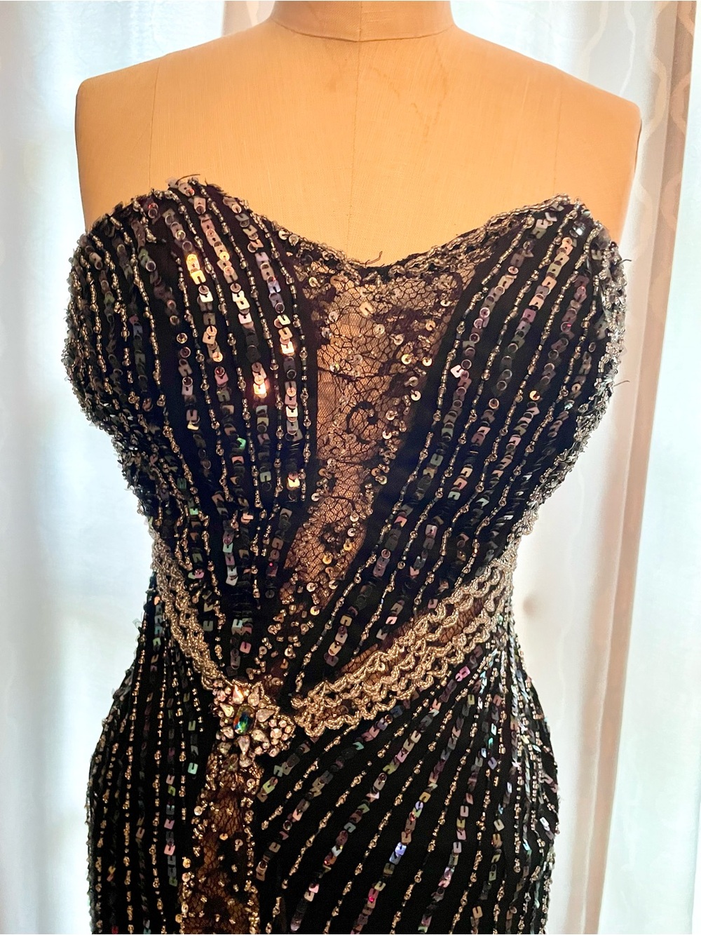 Party Time Formals Black Sequin Strapless Evening Gown